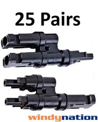 25 Pairs Solar Panel T Branch Connector Splitter Coupler Compatible