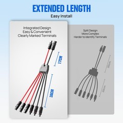 Integrated Solar Connector 2-6 Y Branch Parallel PV Adapter Cable Wire Plug T…
