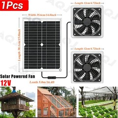 Solar Powered Fan Kit 30W Solar Panel Waterproof 2 Exhaust Fan for Chicken Coop