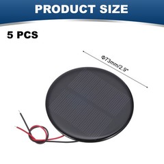 5 Pieces Mini Solar Panels 4V 0.52W 130mA for 73mm with 2 Cables
