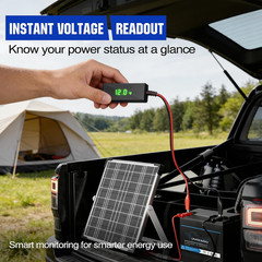Voltset 12V Solar Battery Charger with LCD Voltage Tester – 20W Solar Trickle Ch