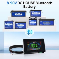 Bluetooth Battery Capacity Monitor for 12V/24V/36V/48V Systems DC 8–90V LCD
