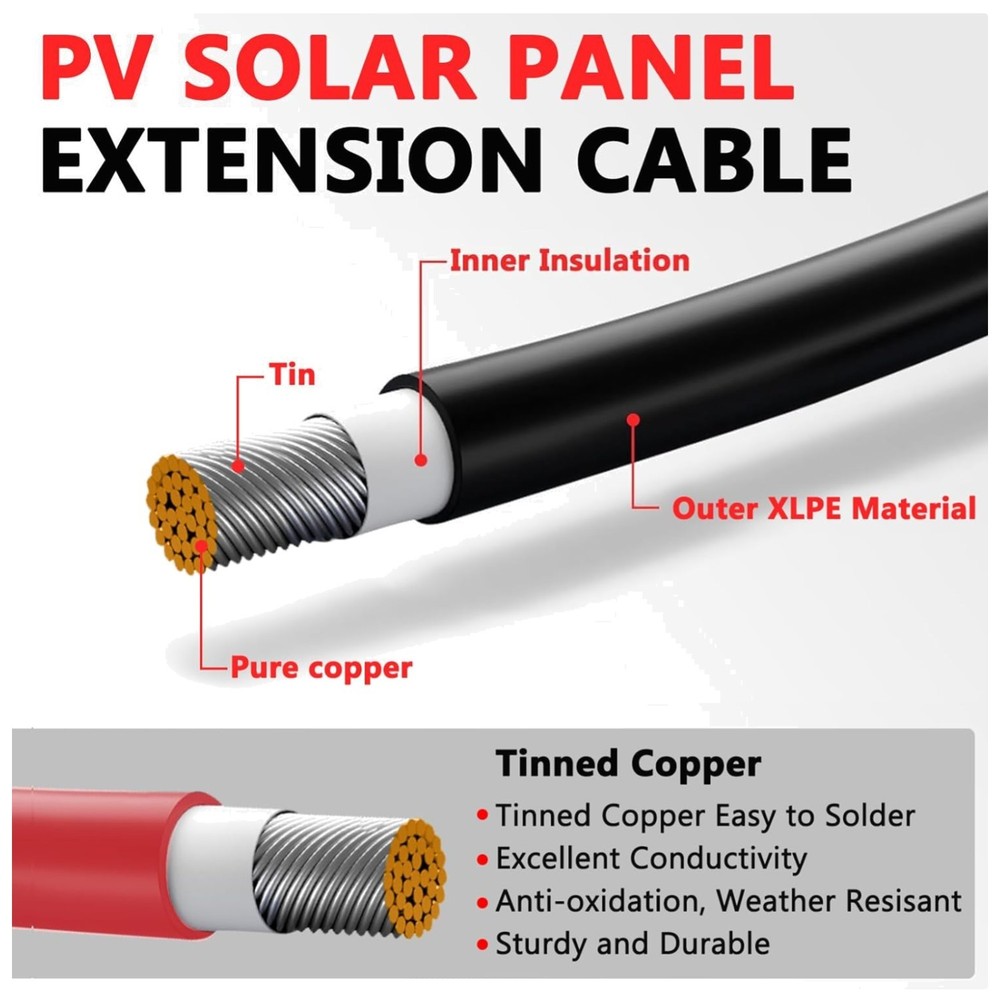 Professional 30ft Solar Panel Extension Wire – Weatherproof