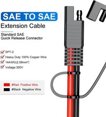 Heavy-Duty 20FT SAE to SAE Extension Cable – 12AWG Power Connector for Vehicles