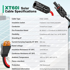 12Awg Xt60I Solar Cable 30FT, Solar to Xt60I Cable 3 10 15 20 25 40 50FT, Solar