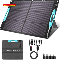 100W Portable Solar Panel Foldable ETFE 25 Efficiency Blackout Camping RV