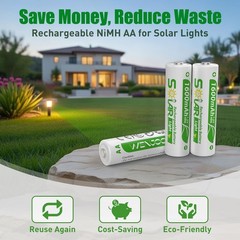 24 Pack AA Rechargeable Batteries for Solar Lights, NiMH 1.2V 1600mAh Prechar…