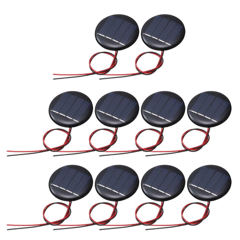 10Pcs 2V 0.08W 40mA Round Mini Solar Panels with Cable