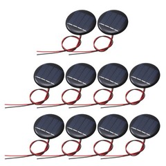 10Pcs 2V 0.08W 40mA Round Mini Solar Panels with Cable