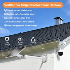 5W Solar Panel For Ring Battery Outdoor Camera With Pole 10ft USB-C Cable Mount