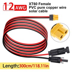 10ft Solar to XT60 Charge Extension Cable with Solar Connectors Caps Heavy-Duty
