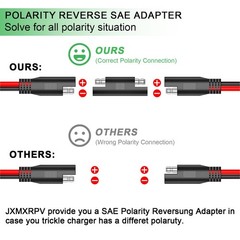 10FT 10AWG SAE Extension Cable with Quick Disconnect & Polarity Reverse Adapter