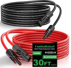 High-Quality 30Ft 10AWG Solar Panel Cables with Reliable Waterproof Connectors