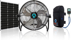 EXTREMEMIST 14” Solar Powered Misting Fan – 3 Mister Nozzles, 20W Solar Panel |