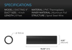 AC Infinity Flexible 4-Inch Aluminum Ducting | Heavy-Duty Four-Layer Protection,
