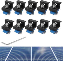 10Pcs Solar Panel End Clamp for Standard Unistrut, Aluminum 30Mm/35Mm Solar Pane