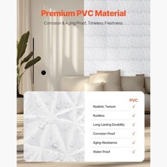 33 Pack 3D Diamond Wall Panels, 11.81 x 11.81 in PVC, 32 Sq Ft, Matte White for