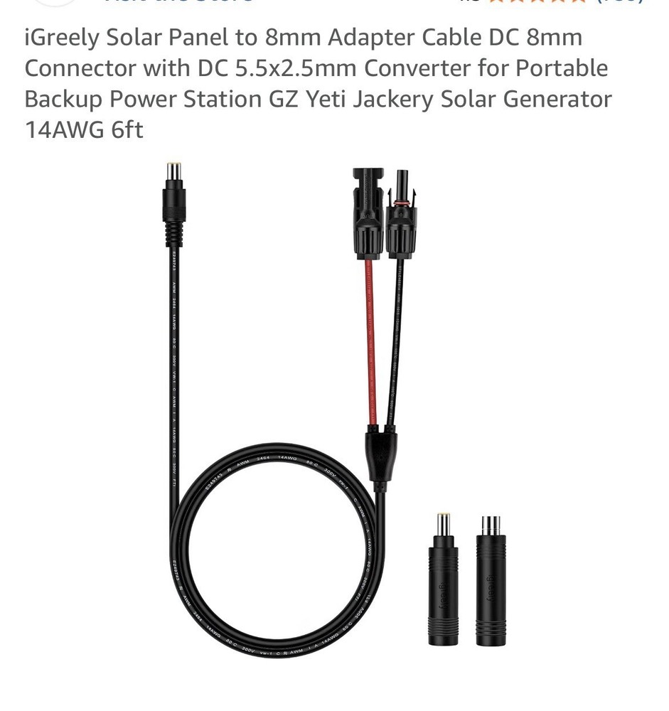 Solar Panel To 8mm Adapter Cable Dc 8mm Connector With Dc 5.5X2.5mm Converter📦