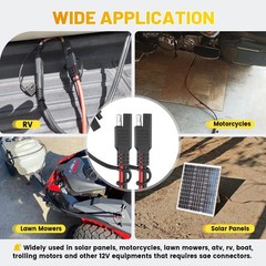 15ft 14AWG SAE Extension Cable, 2 Pin Quick Disconnect for Solar Panel & Battery