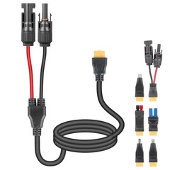 6-in-1 Solar Panel Connector Cable Kit, 14AWG Heavy-Duty Weatherproof 5FT