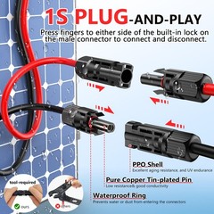 Vansdon 2×40 Feet Solar Panel Extension Cable, 10AWG Solar Cable, Solar Panel…