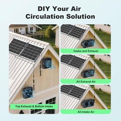 Solar Greenhouse Fan 2 Pack, 25W x 2 Large Solar Powered Intake and Exhaust Fan