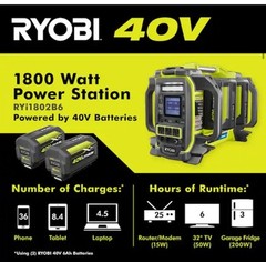 40V1800-Watt Portable Battery Power Station Generator and4-Port Charger (Tool)
