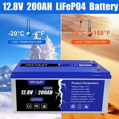 PFCTART 12.8V 200AH LiFePO4 Deep Cycle Lithium Battery for RV Camping Off-Grid
