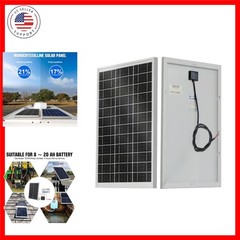 Solar Panel 25W 18V Monocrystalline Waterproof Panel for Charging 12V Battery…