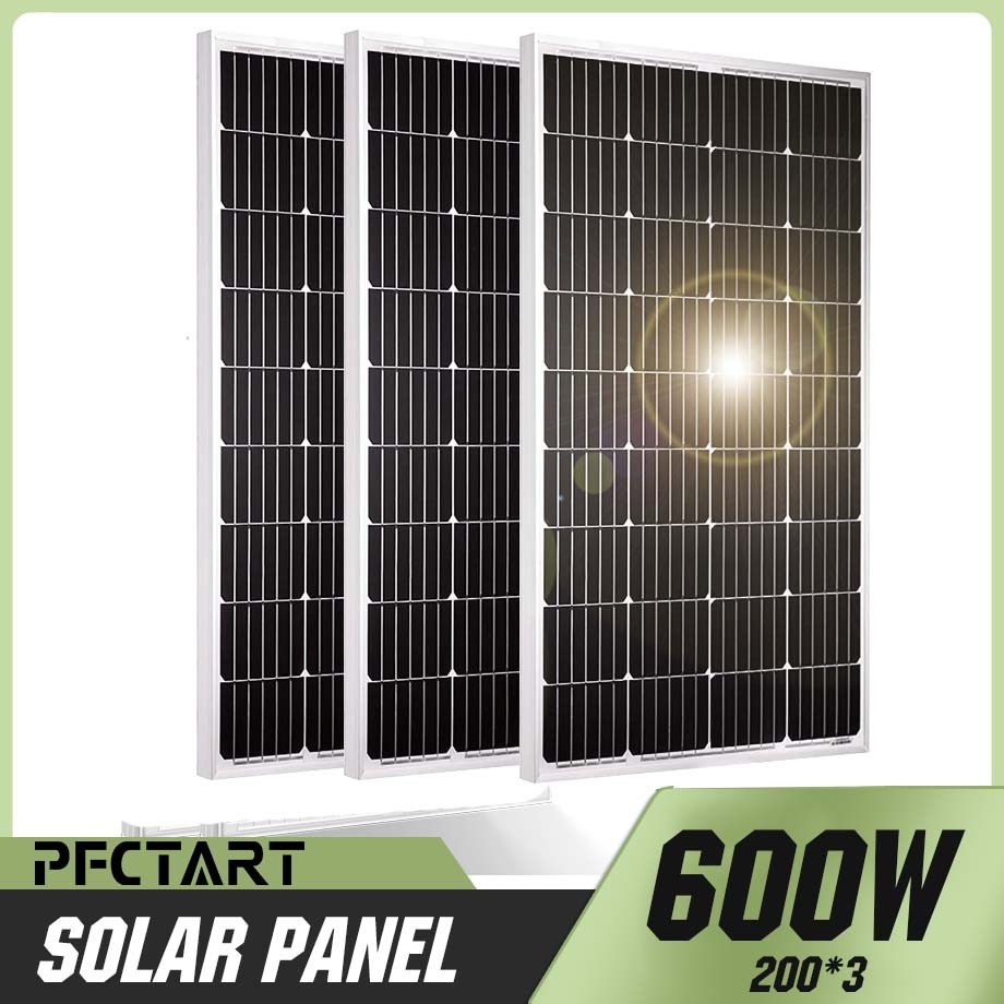 600W 12V Mono Solar Panel PV Panel Solar Camping Garden Rooftop Marine Off Grid