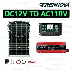 Grennova 2200W Pure Sine Solar Kit 80W 60A MPPT 12V 110/220V Inverter Home Use