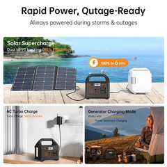 100W 200W Portable Power Station Solar Generator LiFePO4 AC UPS Camping Battery