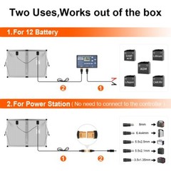Dokio 100W Portable Foldable Solar Panel Kit for Car Battery/RV/Garden/Home
