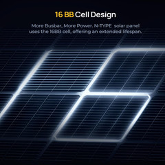 Bougerv 12V N-Type 16BB 200W Bifacial Solar Panel, 12V 200 Watt Solar Panel, for