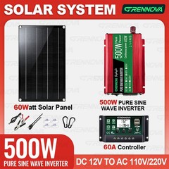 Grennova 500W Off-Grid Solar System 60W Panel 60A MPPT Dual Voltage Inverter