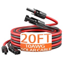energeaster 10AWG 20 Feet Solar Extension Cable with Pair of Connectors Solar