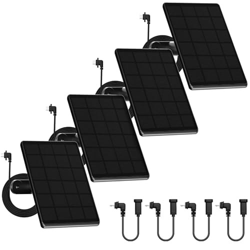 Pack 6W Solar Panel for Blink Camera, High-Efficiency Monocrystalline 4 Black