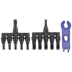 A Pair of T-Shaped 1 to 5 Branch Connector with 1000V Flat Head Spanner