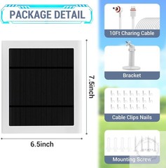 Solar Panel Outdoor for Ring Cameras (White 2P) Spotlight Cam Plus/Pro(Battery)