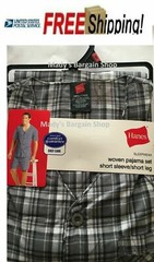 HANES SHORT SLEEVE SHORT LEG WOVEN PAJAMA SET Small Size