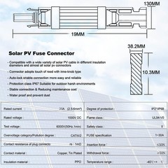 Solar Panel Connector with Male Female Inline Fuse Holder