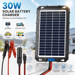 Upgraded 30W Solar Panel Battery Solar Trickle Charger Maintainer Waterproof