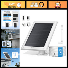 Solar Panel Charger for Ring Camera – Waterproof 13ft Cable, USB-C Adapter, Outd