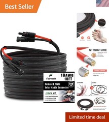 Versatile 10FT Solar Extension Cable with Male/Female Connectors – 72 Watts
