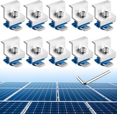10Pcs Solar Panel End Clamp for Standard Unistrut, Aluminum 30Mm/35Mm Solar Pane