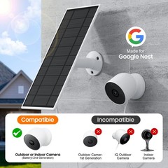 Solar Panel for Google Nest Camera, 2Pack Upgraded Solar Power Charger for Go…