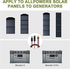 ALLPOWERS Solar Panel Connector to XT60 for Power Station 1.5M Charging Cable