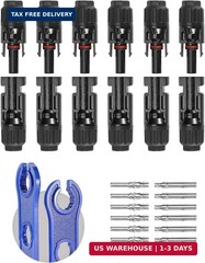 12 PCS Solar Connectors with Spanners Solar Panel Cable Connectors 6 Pairs Male/