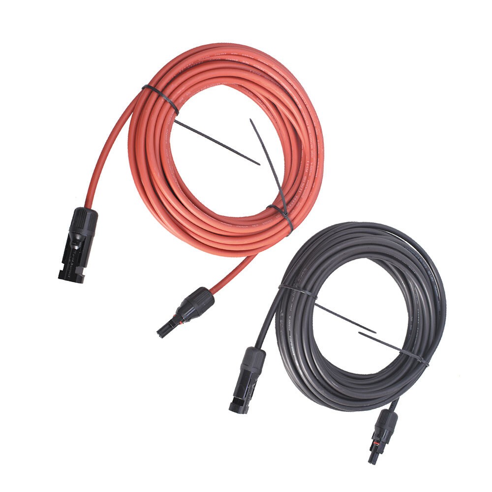 High Quality 12 AWG 20 FT Black + Red Solar Panel Extension Cable Wire Connector