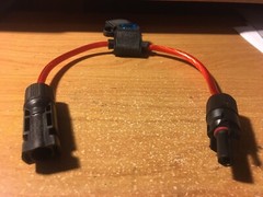 lot of 3 -15amp Fuses with Solar Panel Wire Connectors 10ga Copper 30amp Rated
